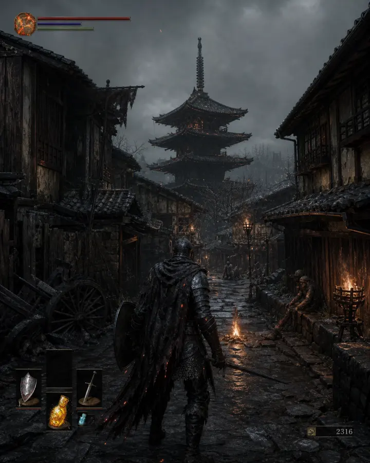 Dark Souls III 风格的京都 · 古街五重塔