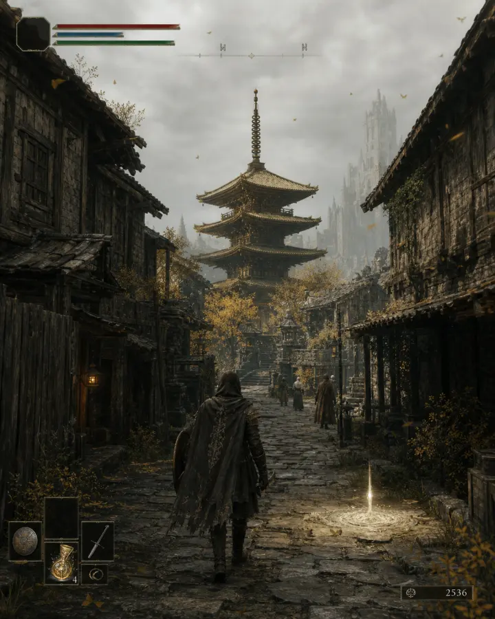 Elden Ring 风格的京都 · 古街五重塔