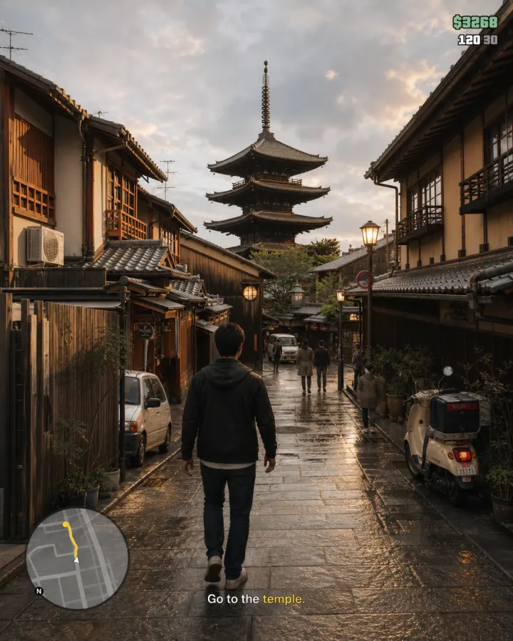 GTA 5 · Grand Theft Auto V 风格的京都 · 古街五重塔