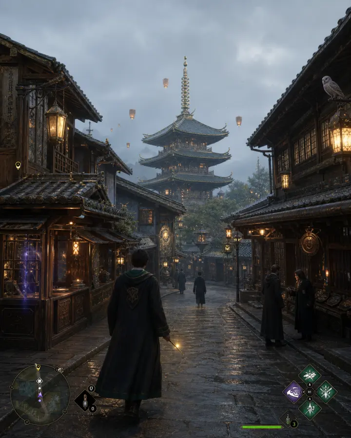 Hogwarts Legacy 风格的京都 · 古街五重塔