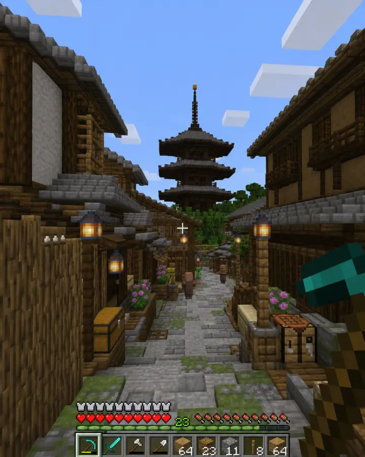 Minecraft 风格的京都 · 古街五重塔
