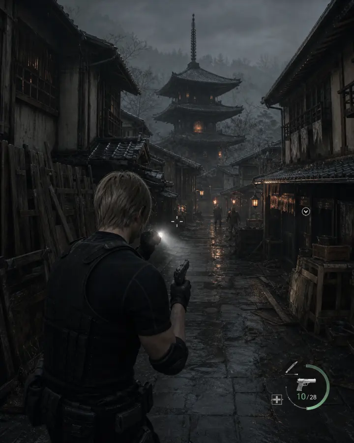 Resident Evil 4 Remake 风格的京都 · 古街五重塔