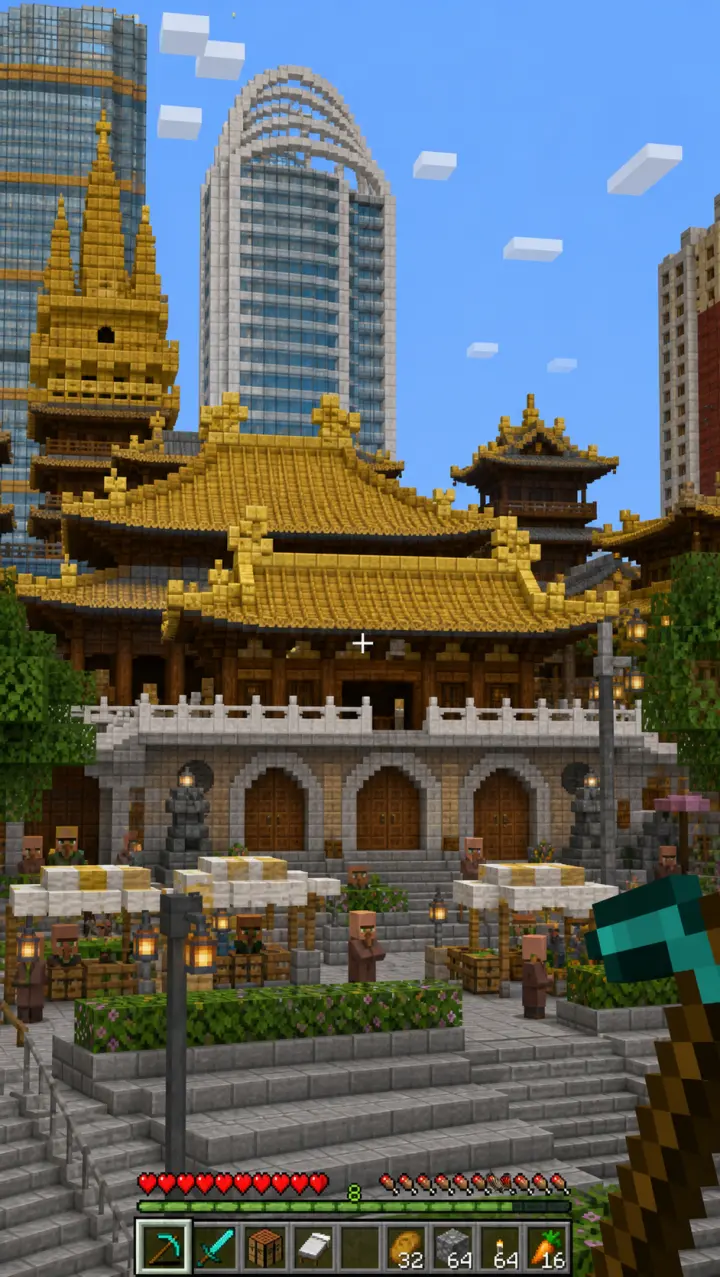 Minecraft 风格的上海 · 静安寺