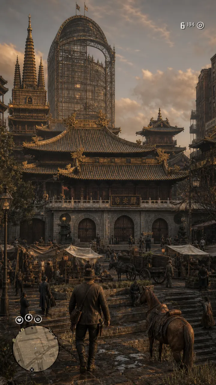 Red Dead Redemption 2 风格的上海 · 静安寺