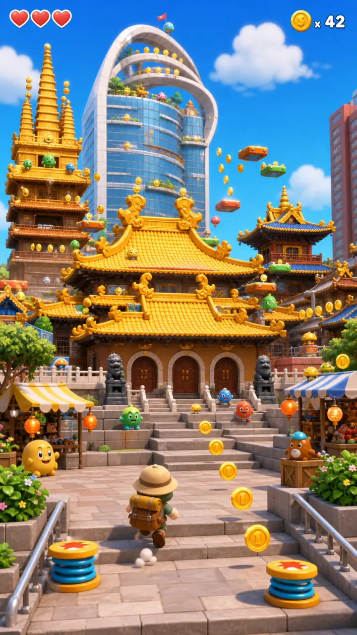 Super Mario Odyssey 风格的上海 · 静安寺