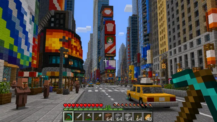Minecraft 风格的纽约 · 时代广场