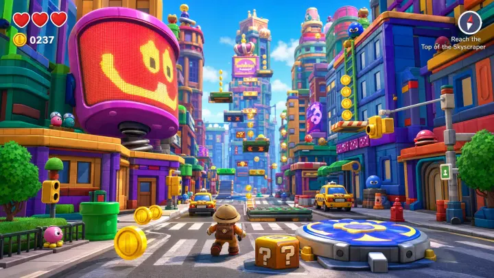 Super Mario Odyssey 风格的纽约 · 时代广场