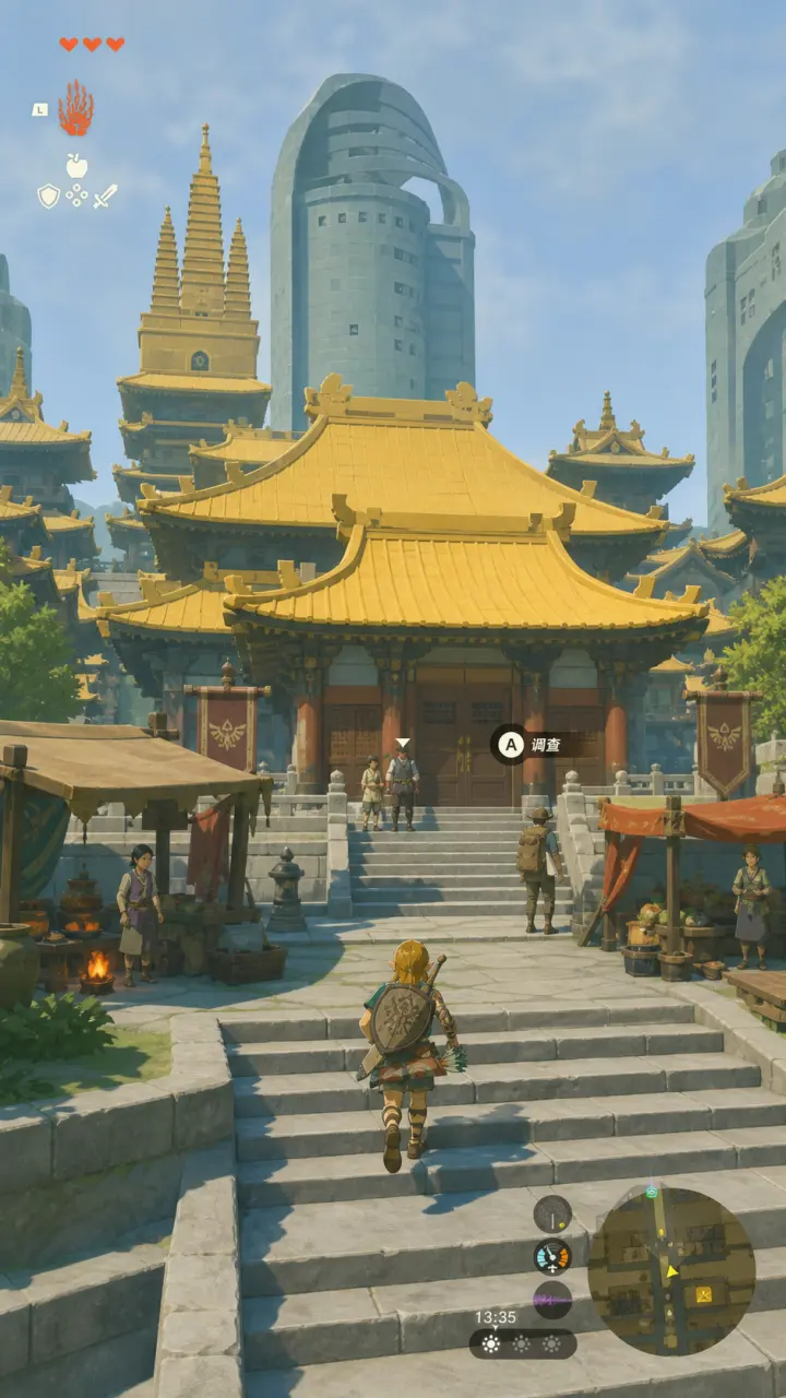 Zelda: Tears of the Kingdom 风格的上海 · 静安寺